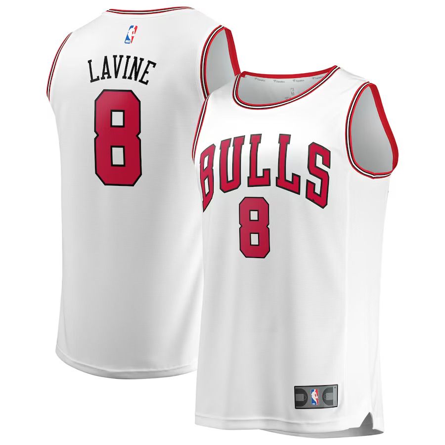 Men Chicago Bulls #8 Zach LaVine Fanatics Branded White Fast Break Replica NBA Jersey